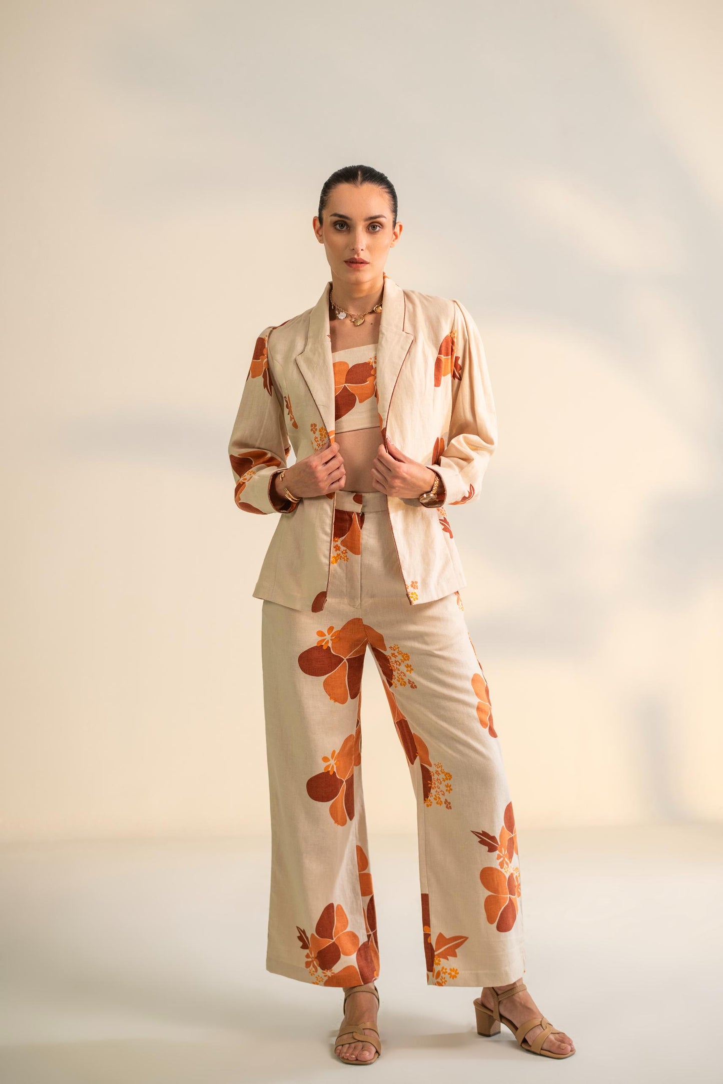 PRINTED THREE PIECE BLAZER SET