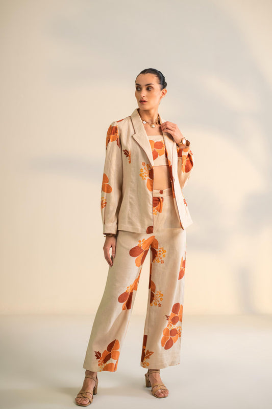 PRINTED THREE PIECE BLAZER SET