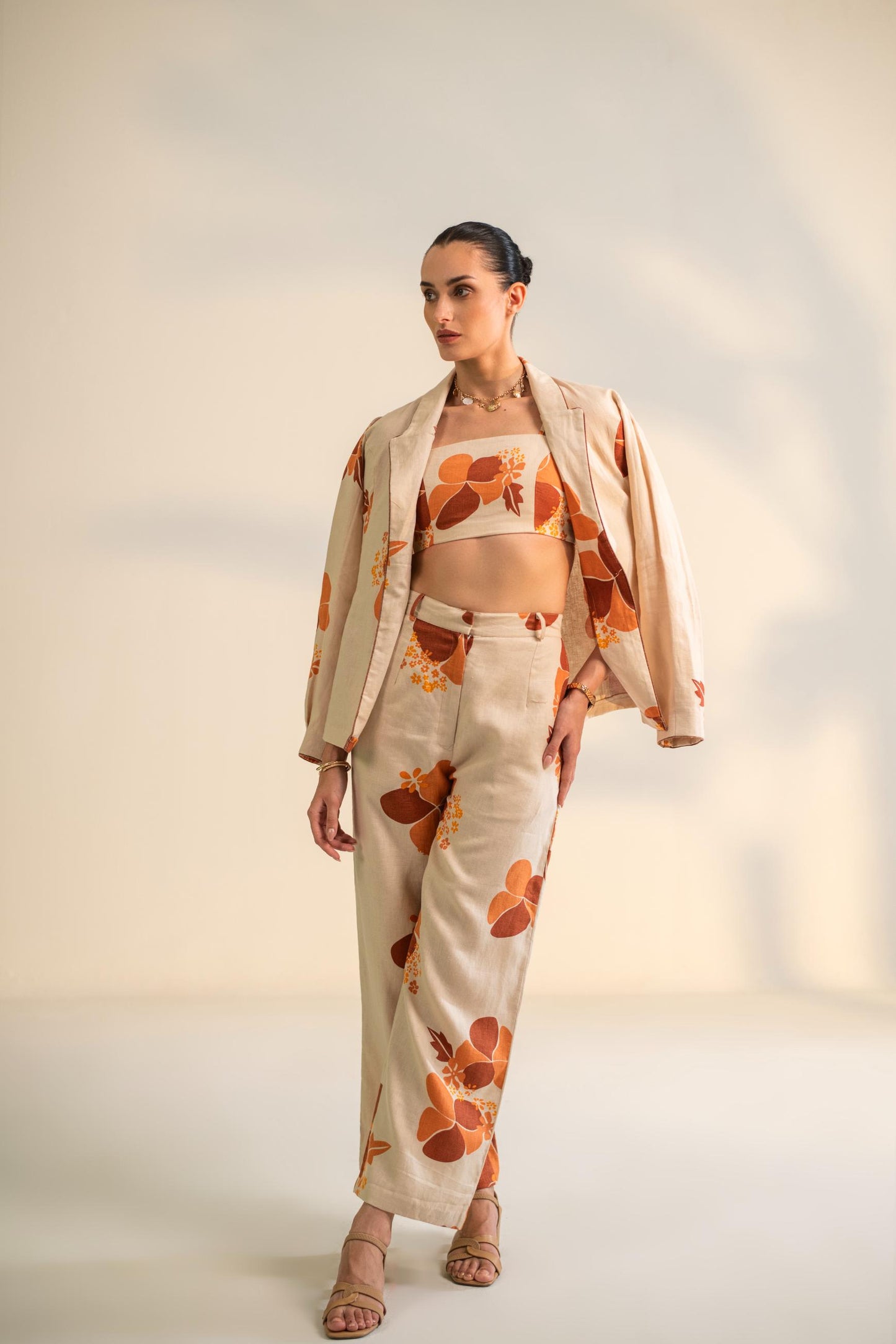 PRINTED THREE PIECE BLAZER SET