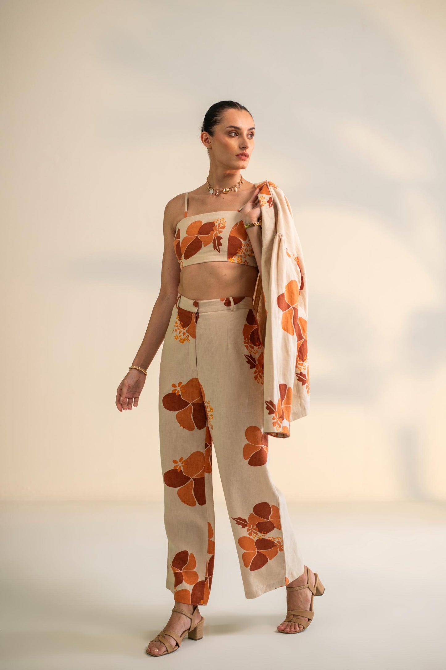 PRINTED THREE PIECE BLAZER SET