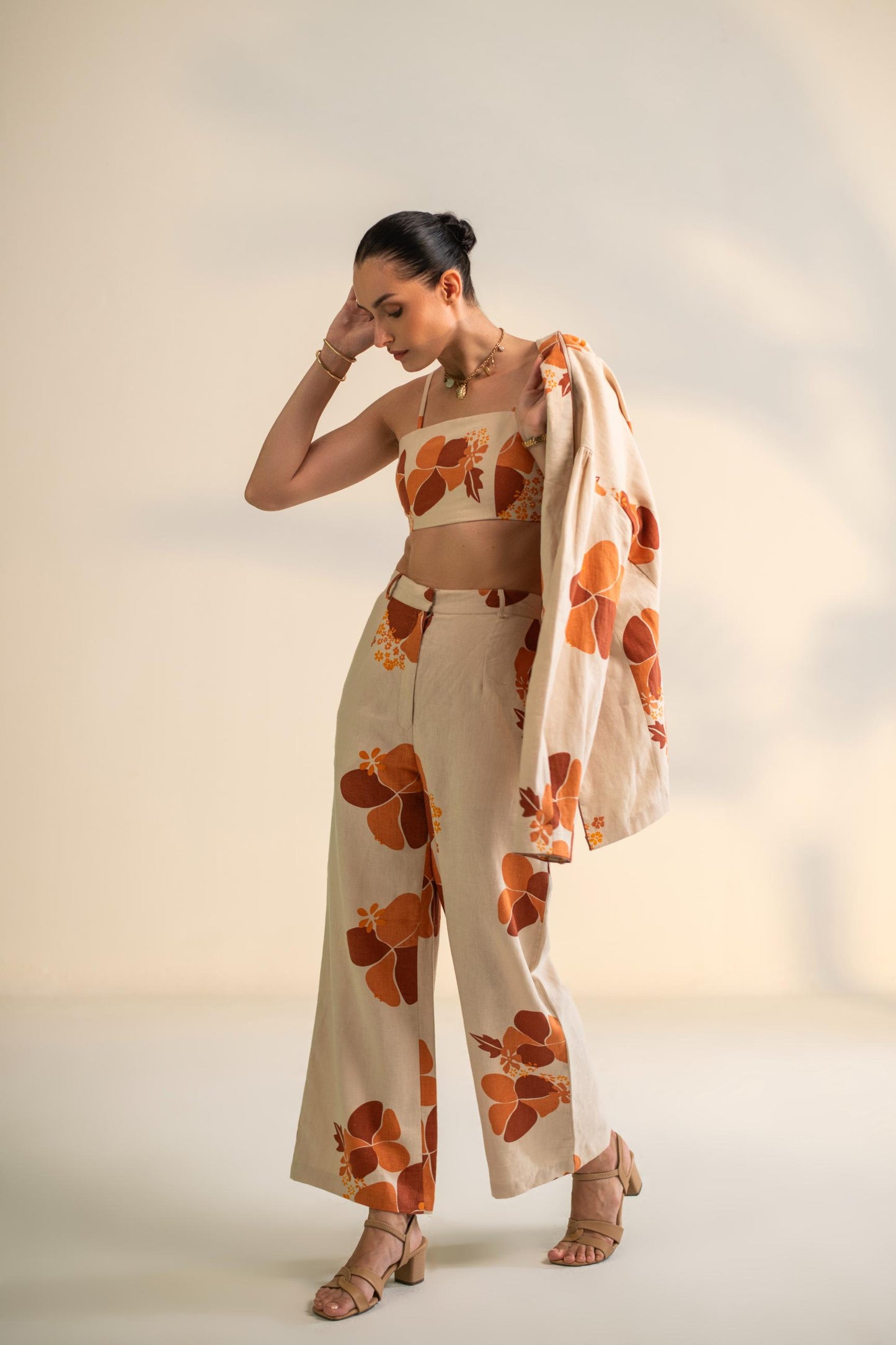 PRINTED THREE PIECE BLAZER SET