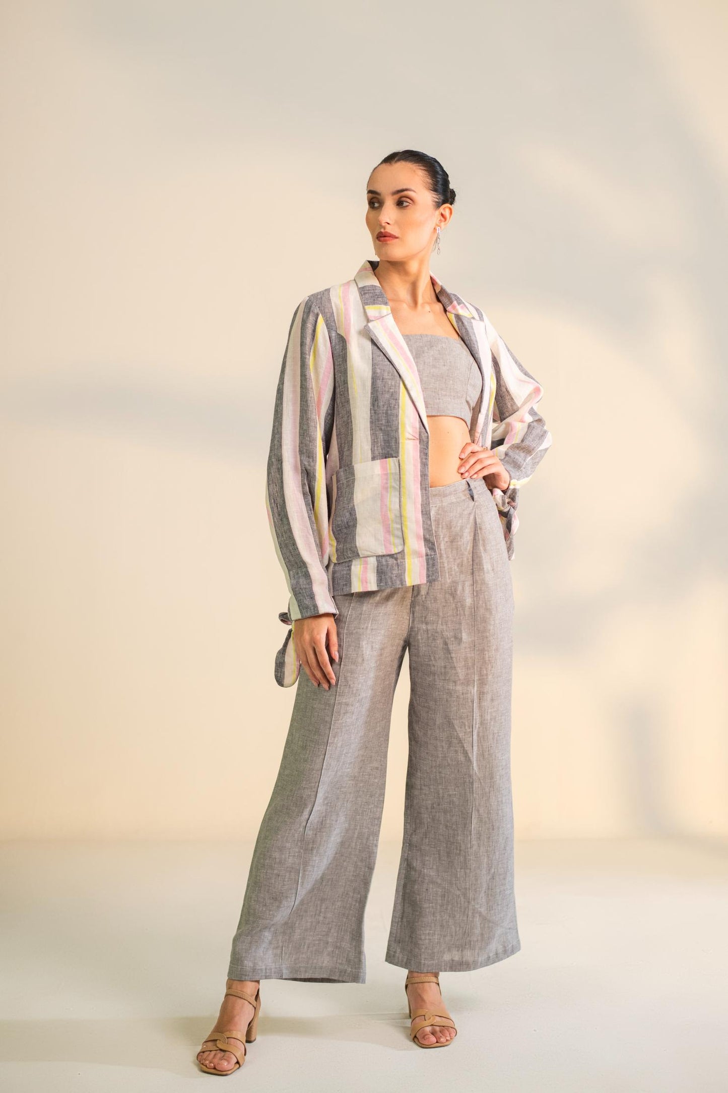 BLAZER WITH CROP TOP & PANT