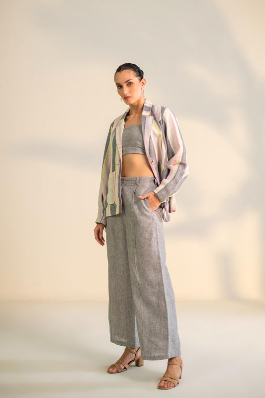 BLAZER WITH CROP TOP & PANT