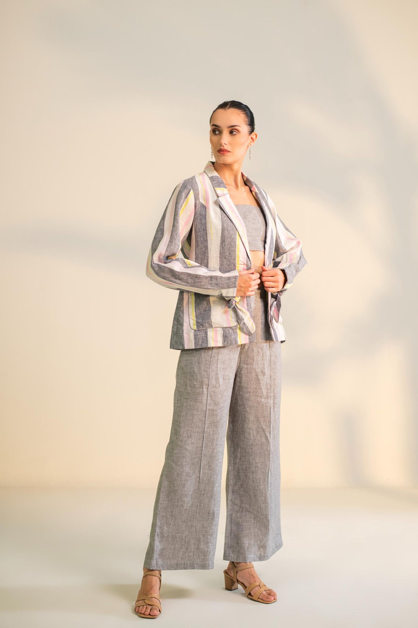 BLAZER WITH CROP TOP & PANT