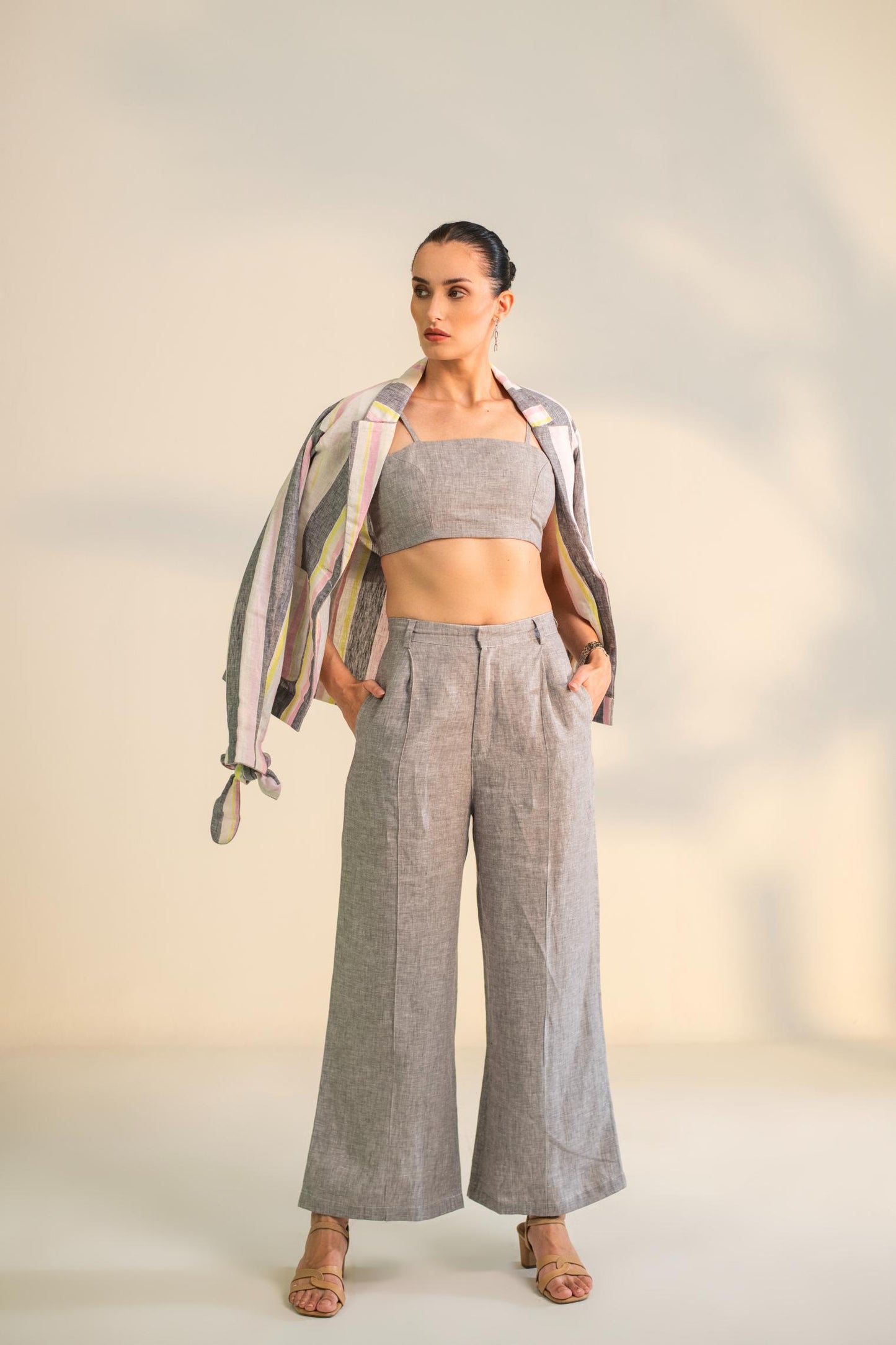 BLAZER WITH CROP TOP & PANT