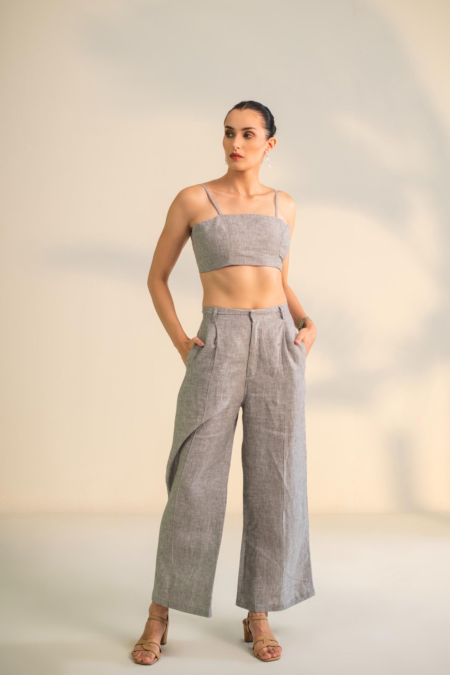 BLAZER WITH CROP TOP & PANT