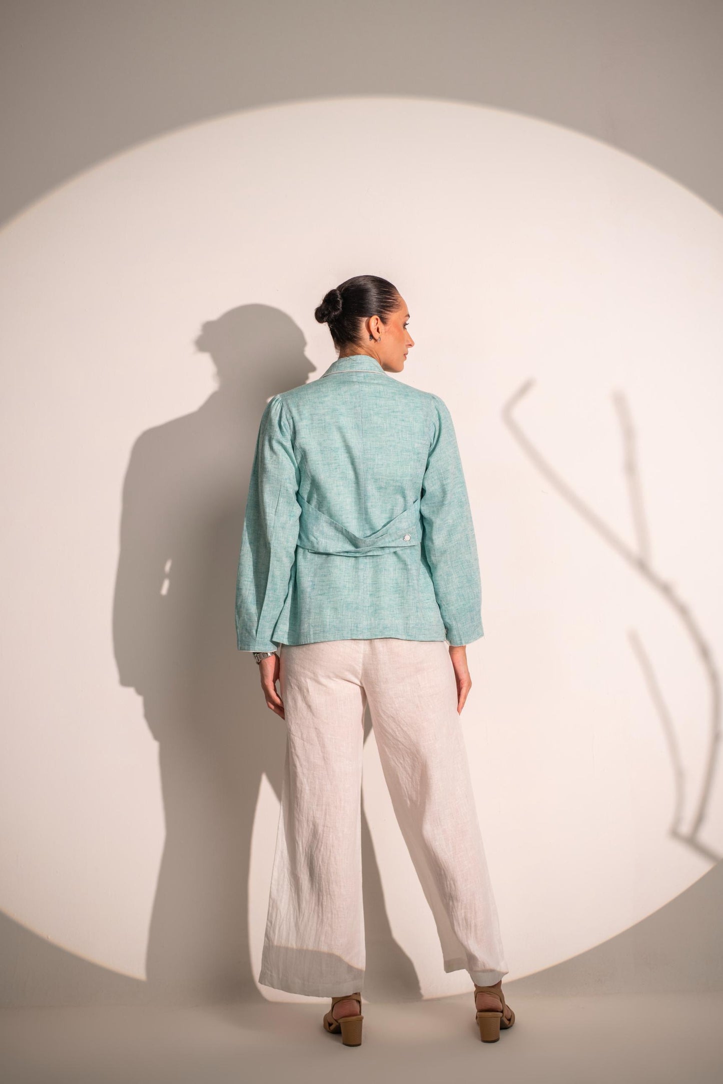 BLUE BLAZER WITH CROP TOP & PANT