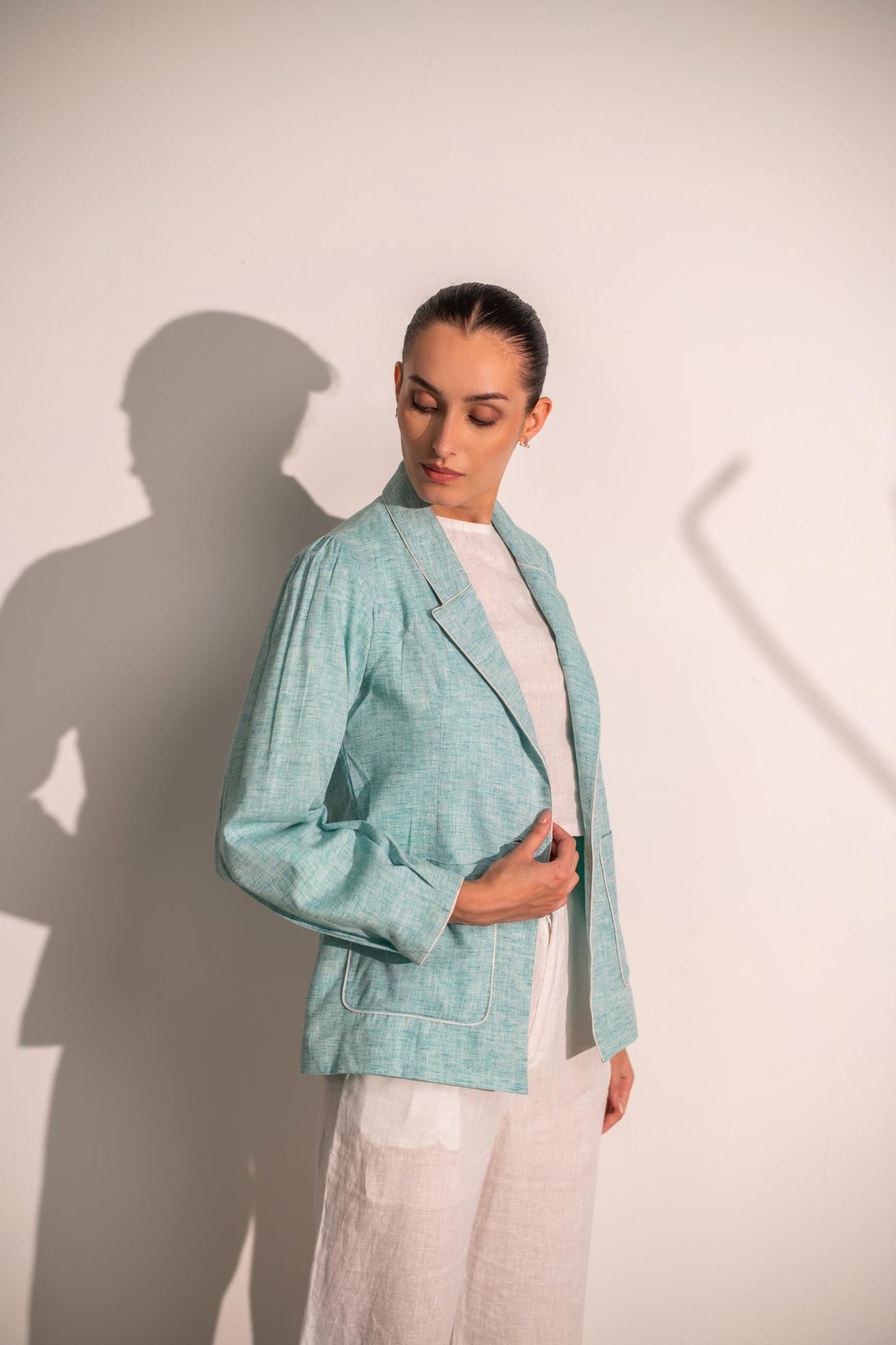 BLUE BLAZER WITH CROP TOP & PANT