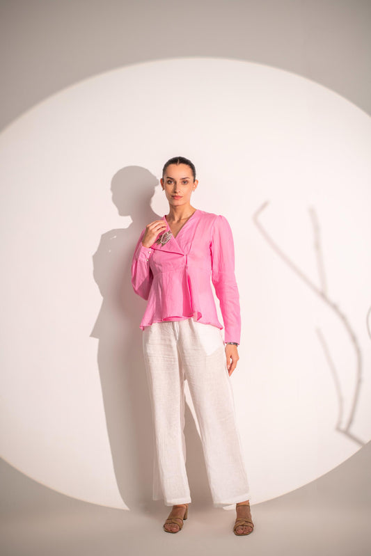 COTTON EMBROIDERY SHIRT WITH LINEN PANT