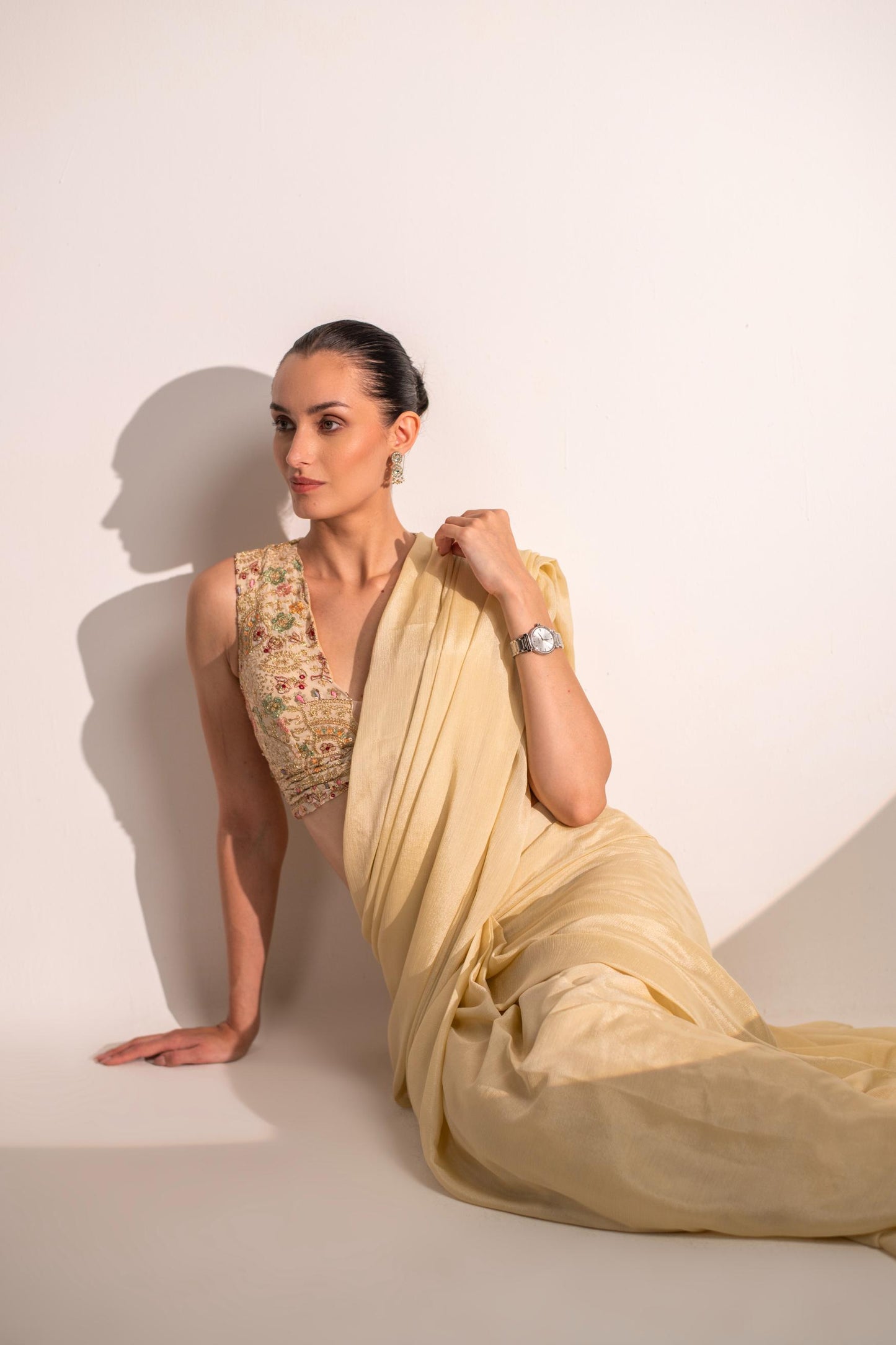 OFF WHITE SAREE WITH BLOUSE