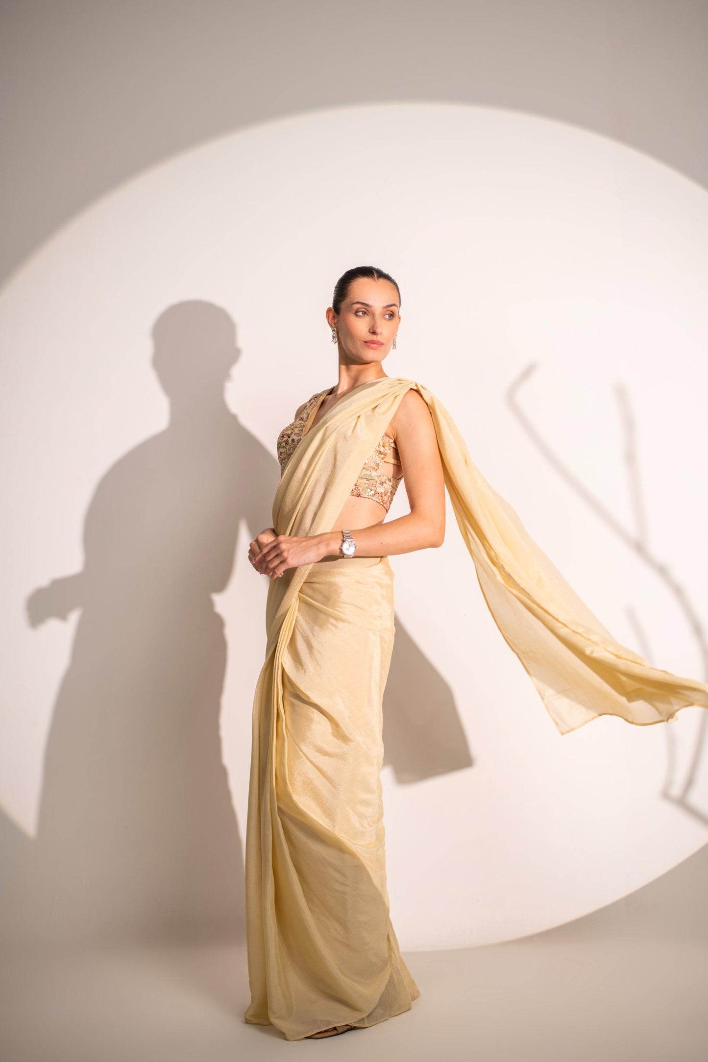 OFF WHITE SAREE WITH BLOUSE