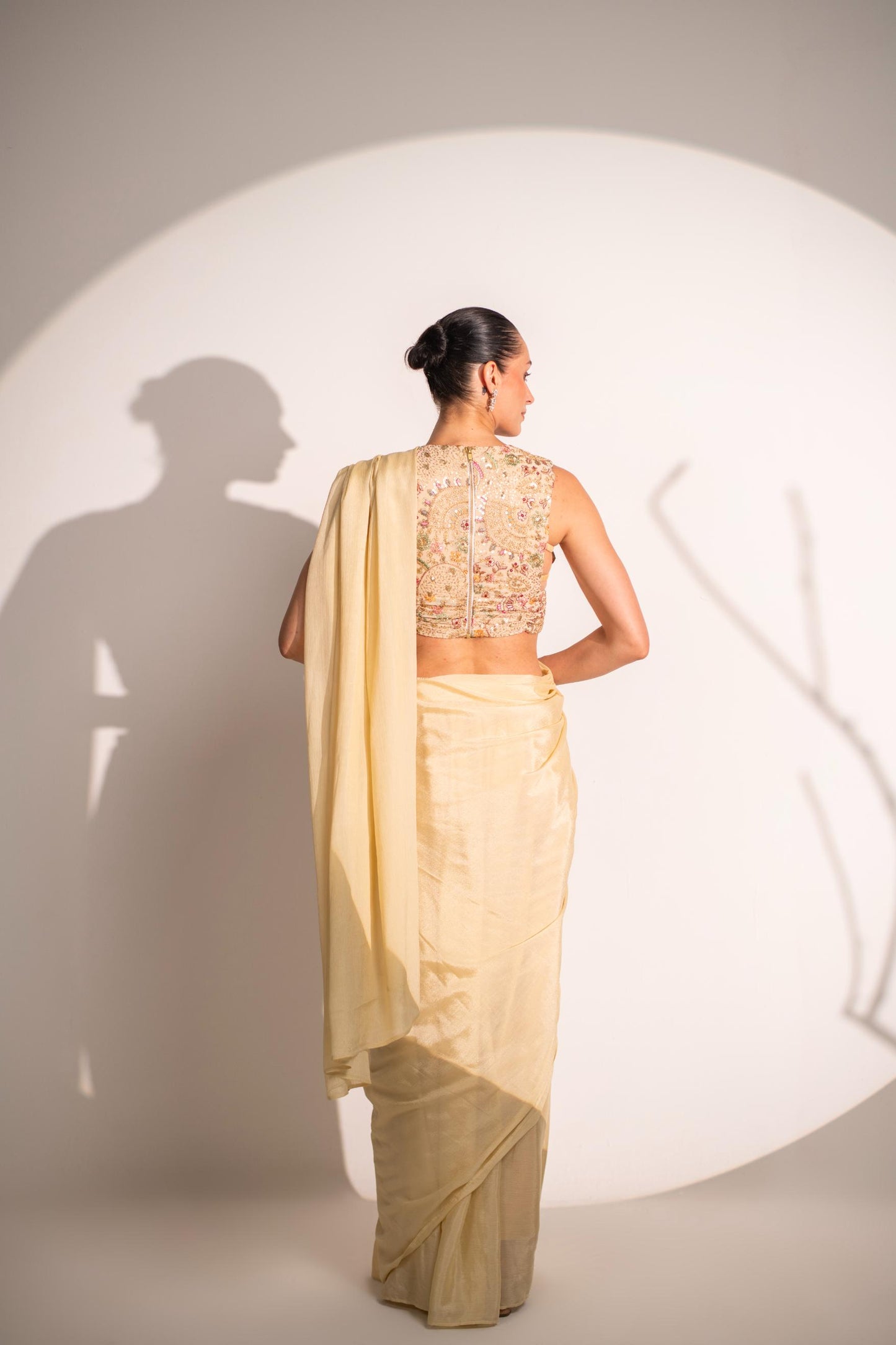 OFF WHITE SAREE WITH BLOUSE