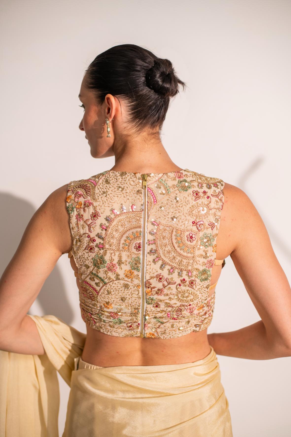 OFF WHITE SAREE WITH BLOUSE