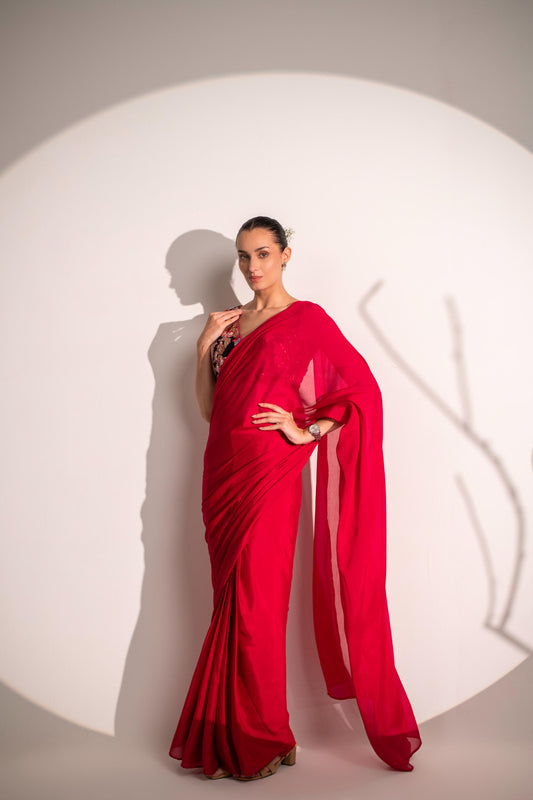 PINK SAREE WITH BLOUSE