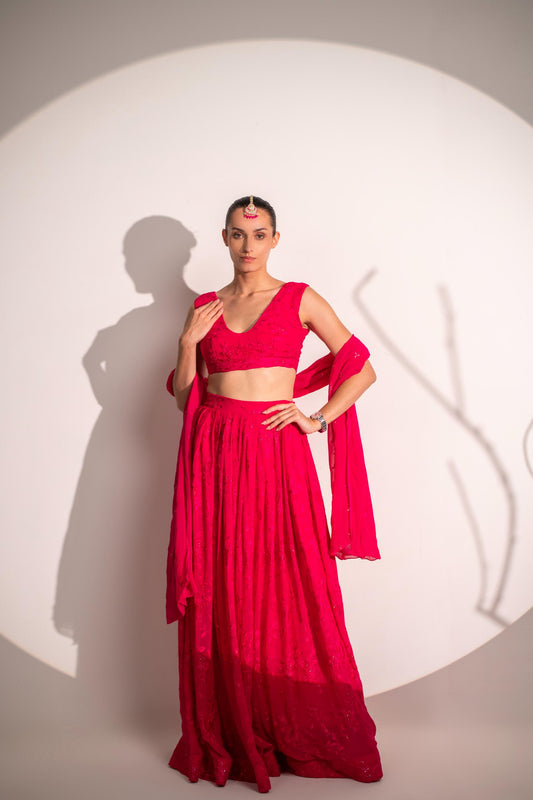 PINK LEHENGA WITH DUPTTA