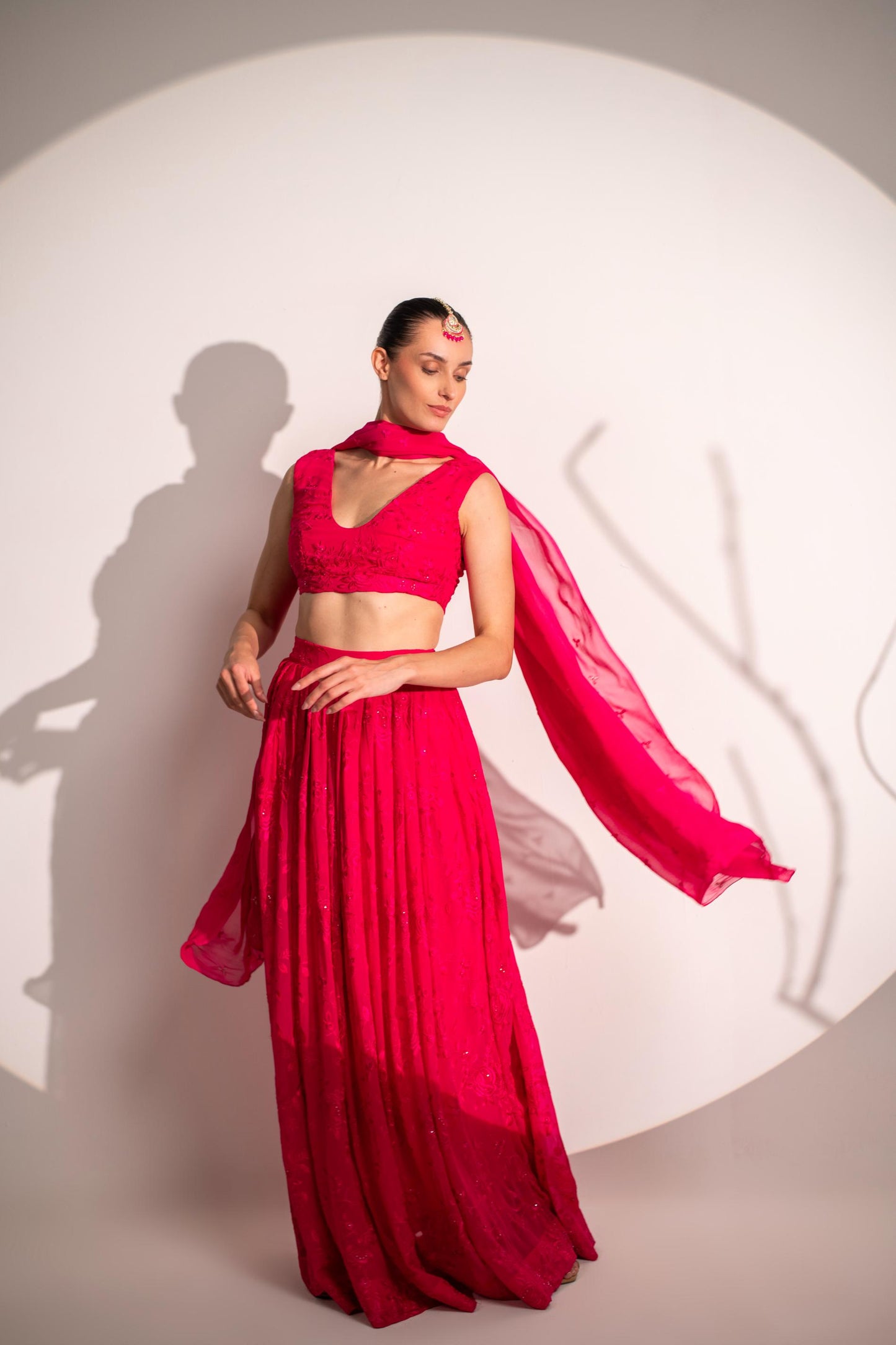 PINK LEHENGA WITH DUPTTA