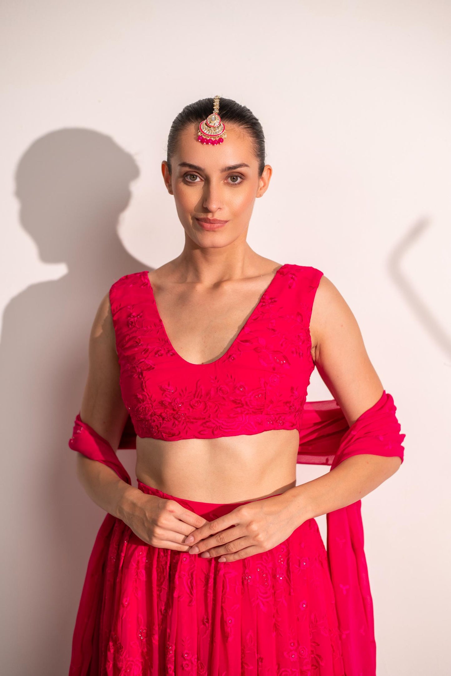 PINK LEHENGA WITH DUPTTA