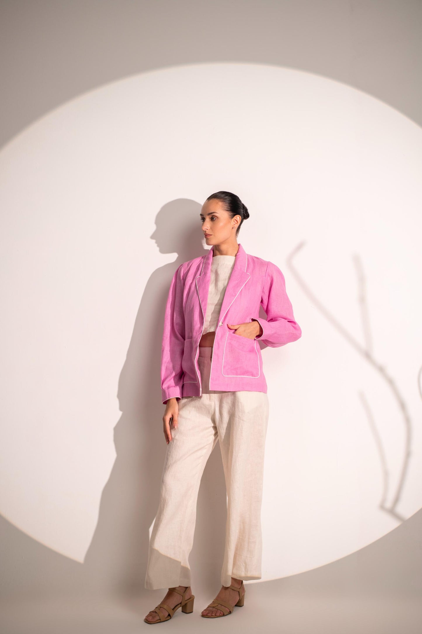 PINK BLAZER WITH CROP TOP & PANT