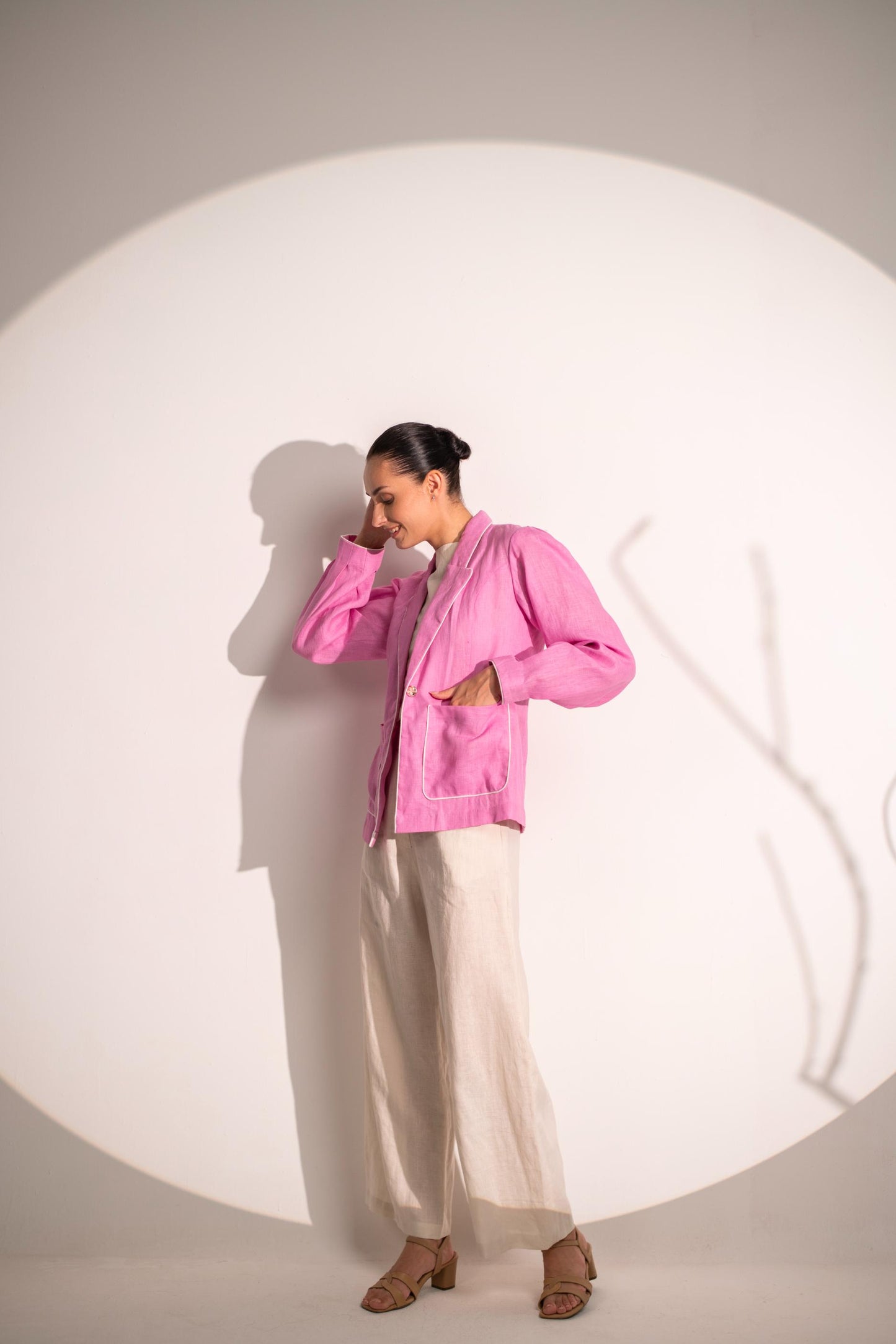 PINK BLAZER WITH CROP TOP & PANT
