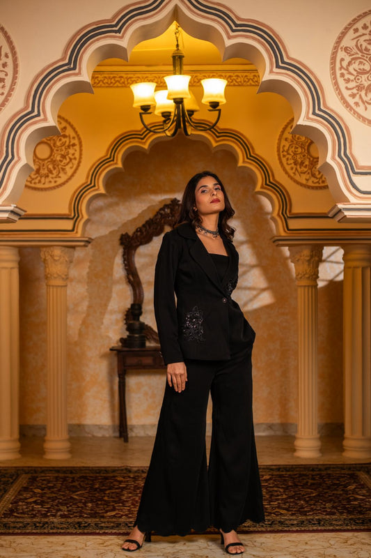 BLACK COAT PANT WITH BRALET