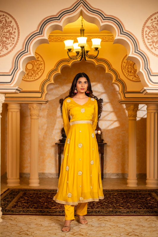 FLORAL YELLOW ANARKALI