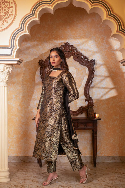 GOLDEN & BLACK KURTA SET