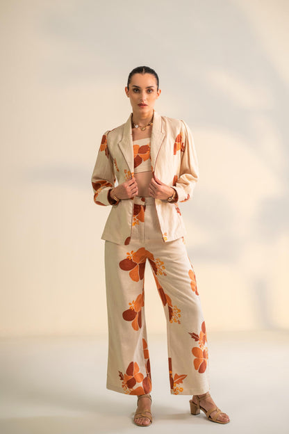 PRINTED THREE PIECE BLAZER SET