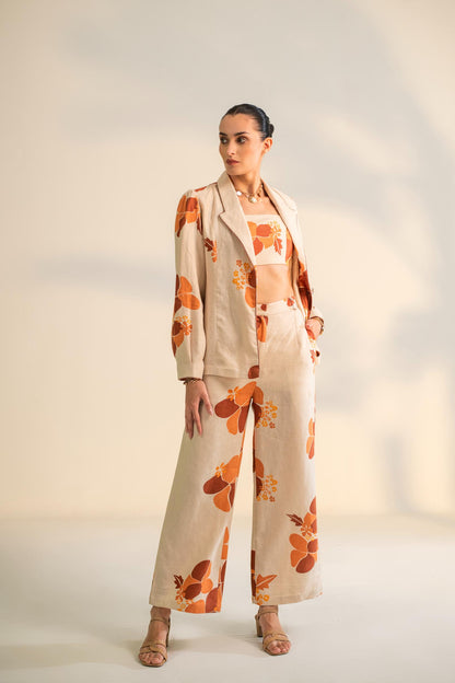 PRINTED THREE PIECE BLAZER SET