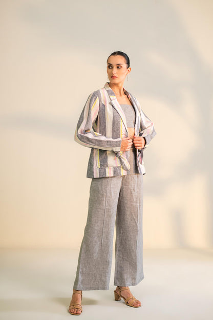 BLAZER WITH CROP TOP & PANT