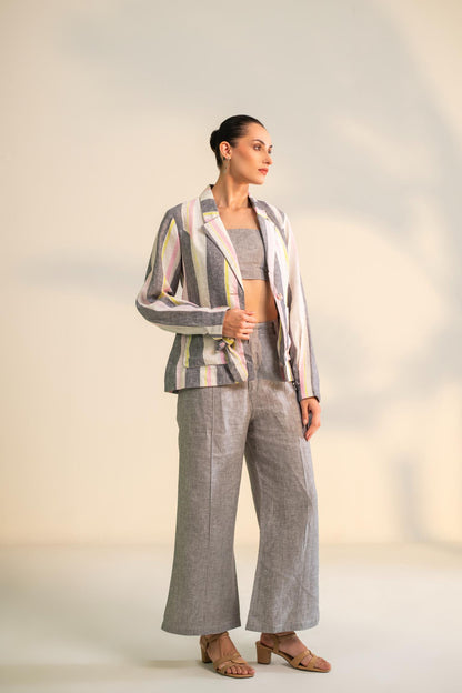 BLAZER WITH CROP TOP & PANT