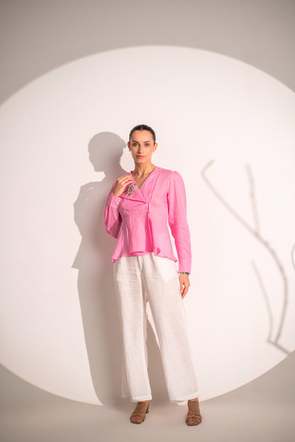 COTTON  EMBROIDERY SHIRT WITH LINEN PANT