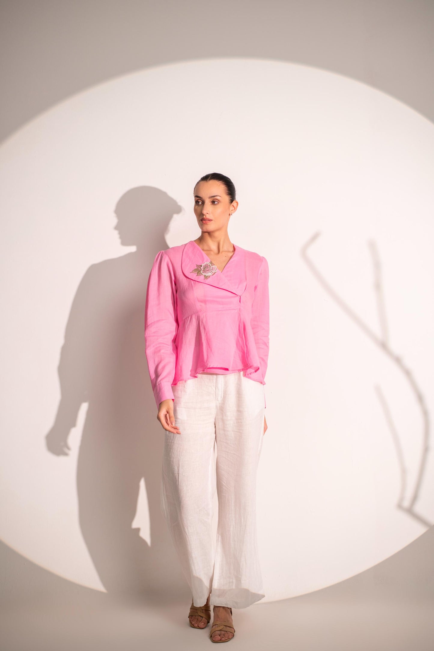 COTTON  EMBROIDERY SHIRT WITH LINEN PANT