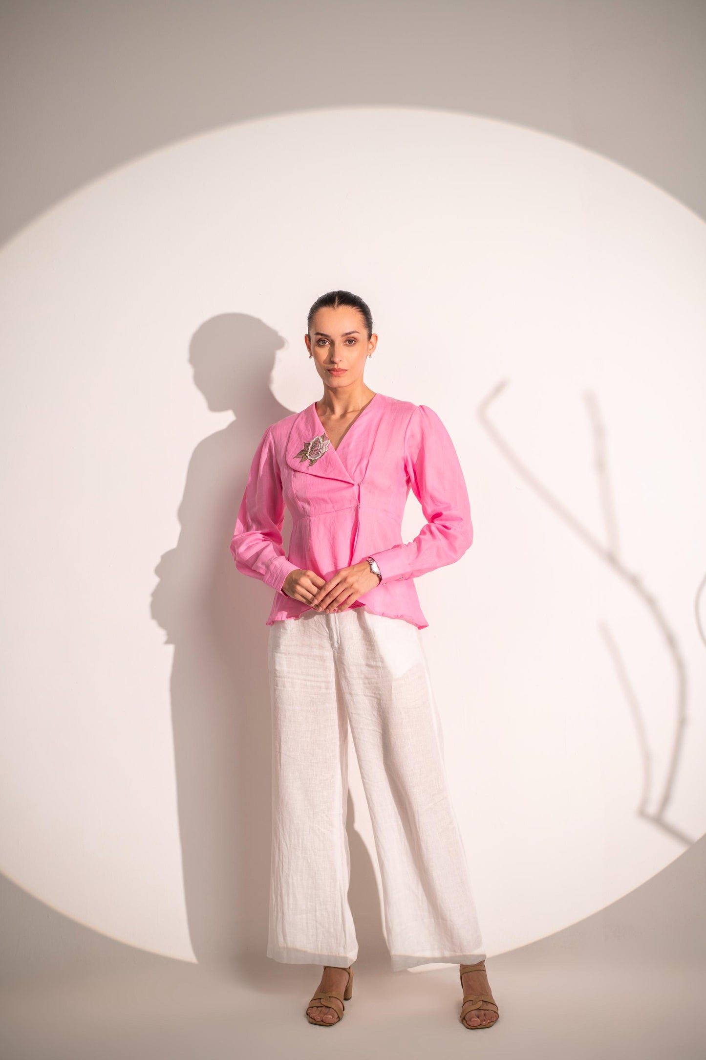 COTTON  EMBROIDERY SHIRT WITH LINEN PANT
