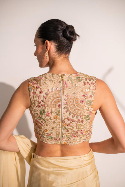 OFF WHITE SAREE WITH BLOUSE