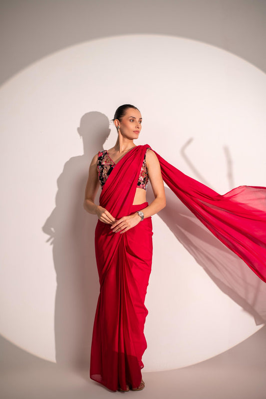 PINK SAREE WITH BLOUSE