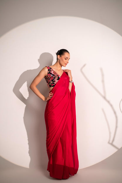 PINK SAREE WITH BLOUSE