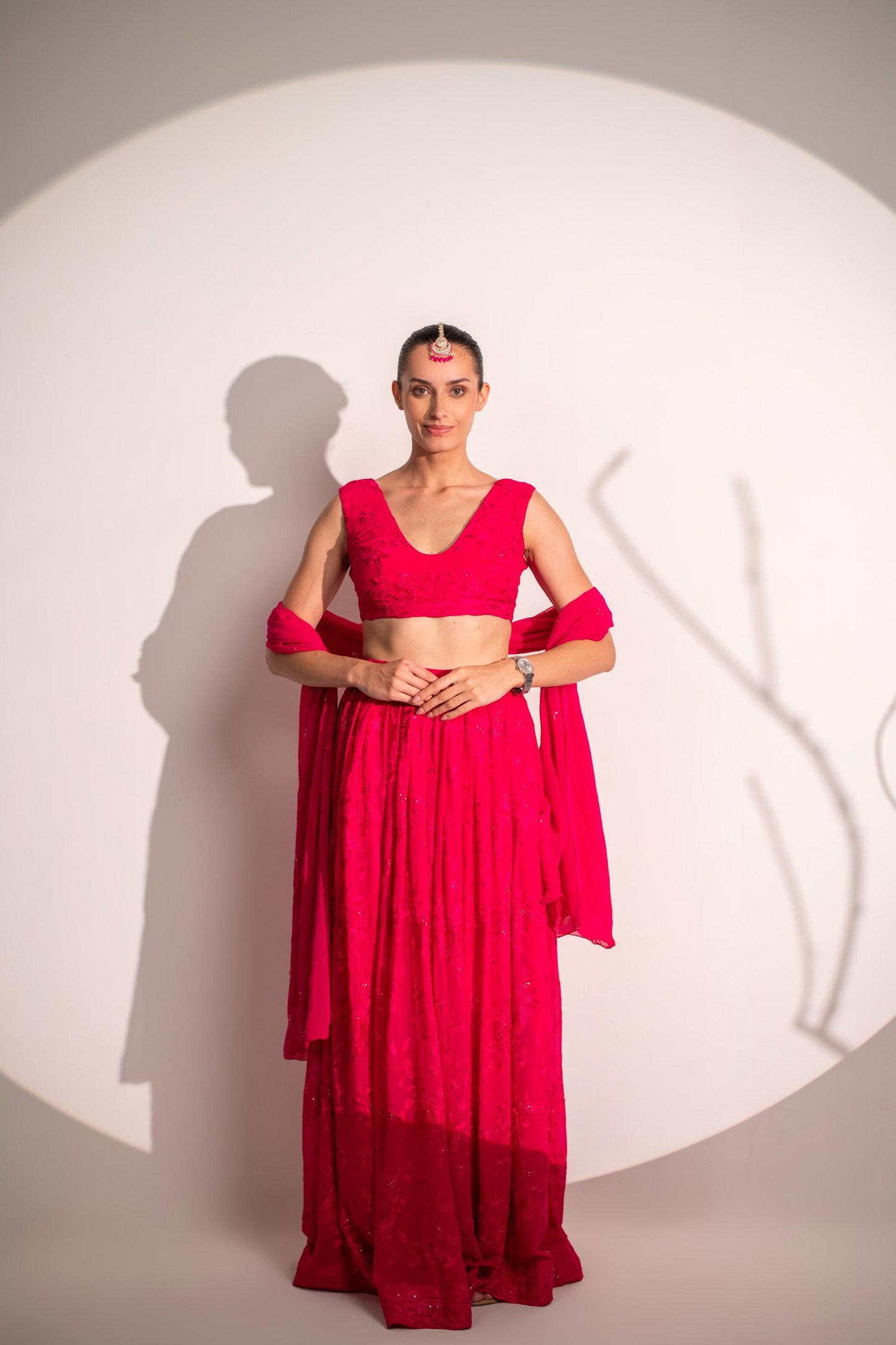 PINK LEHENGA WITH DUPTTA
