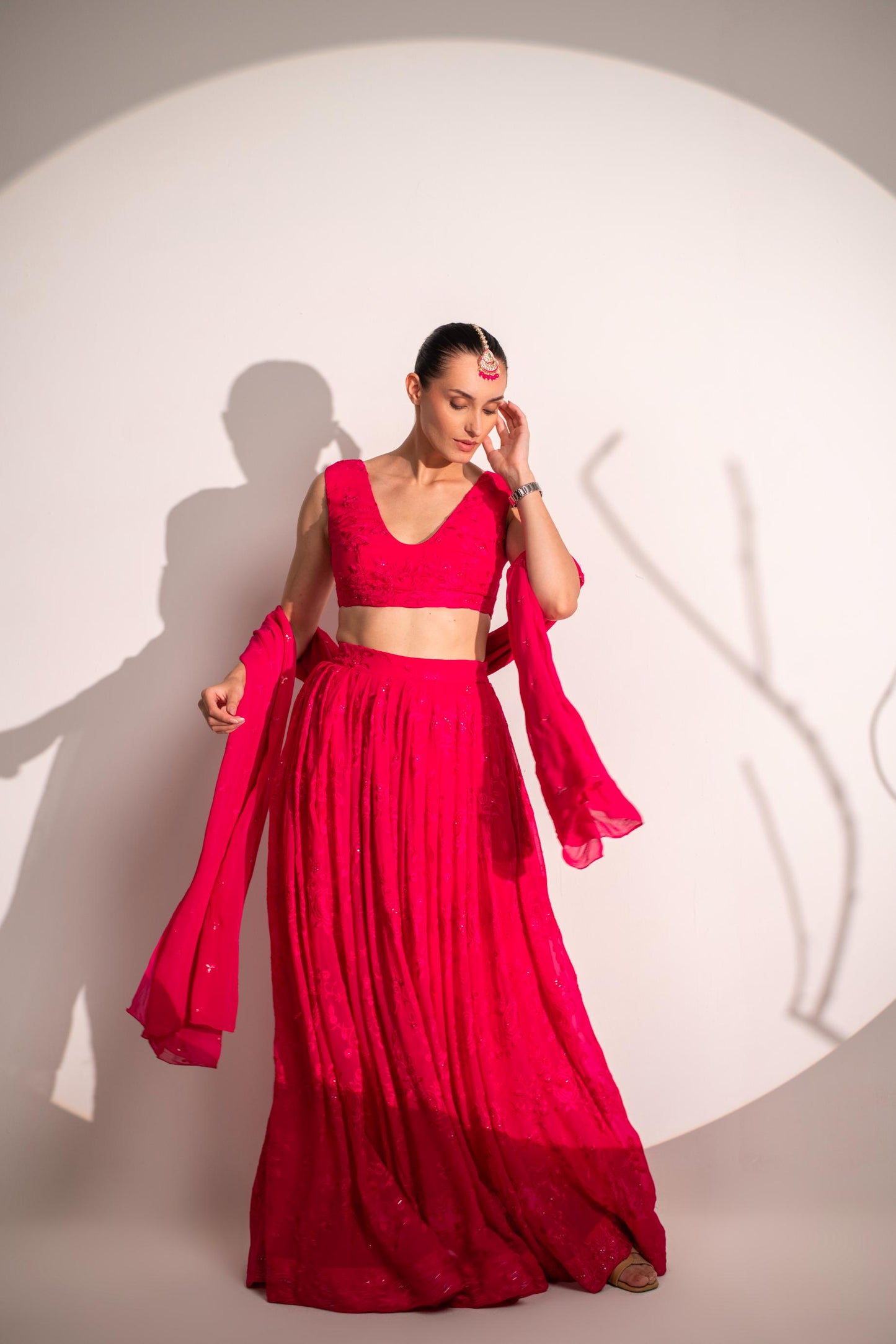 PINK LEHENGA WITH DUPTTA